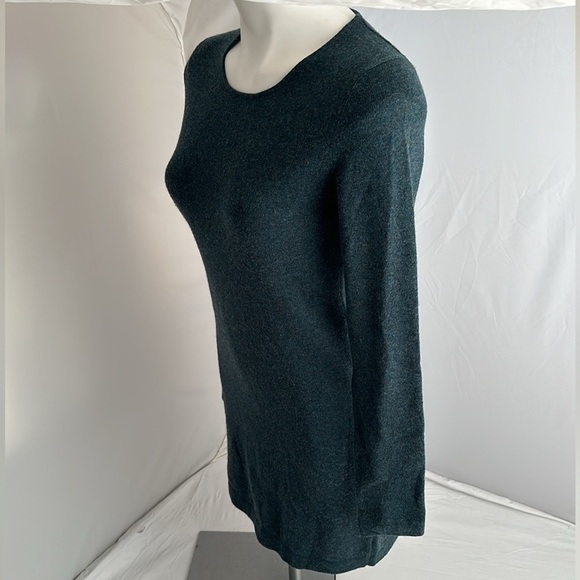 Theory green multicolor crew neck cashmere fitted sweater dress M - Picture 3 of 11